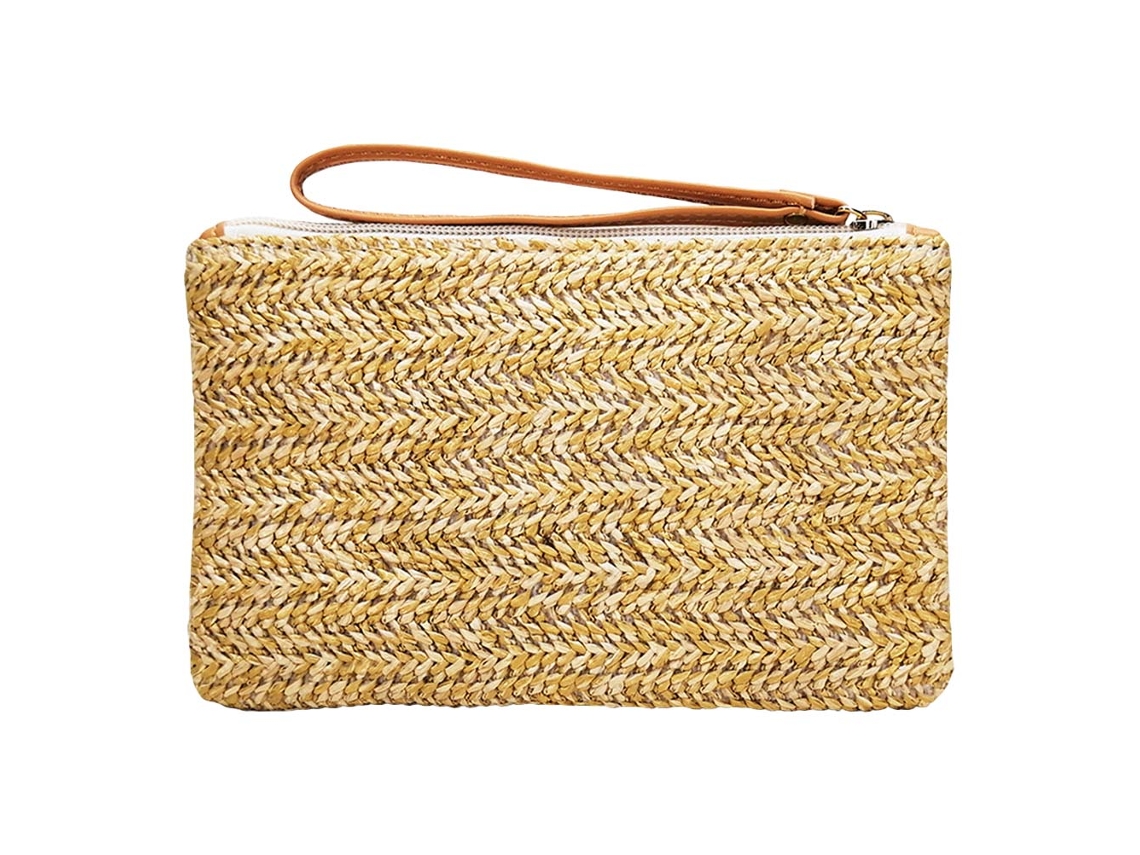 Bolso De Paja Bohemio Informal Para Mujer, Ideal Para La Playa, Con Bolsillos Y Cordón De Cuero.