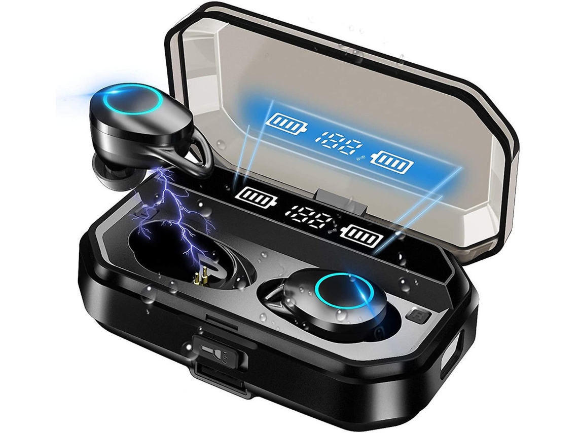 Auriculares Bluetooth Tws Ipx7 35h Usb-c Led Emparejamiento Automático Microfono Negro