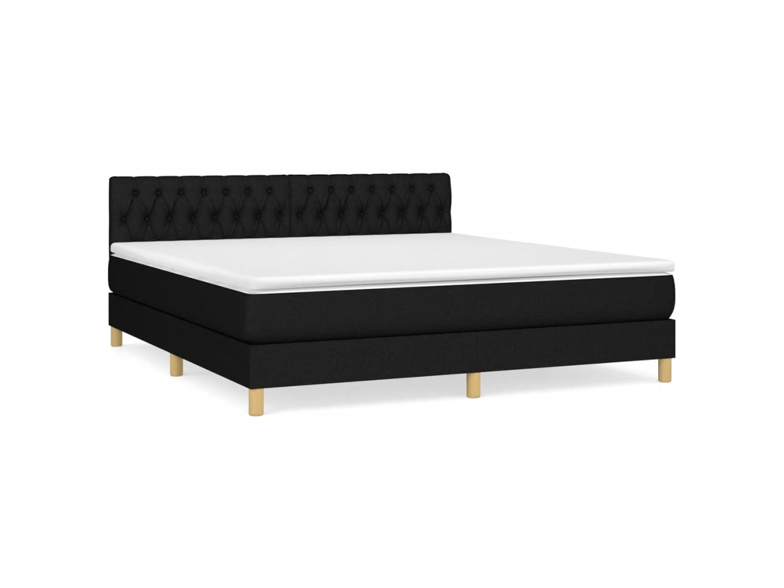 Maison Exclusive - Cama Box Spring Con Colchón Tela Negro 180x200 Cm