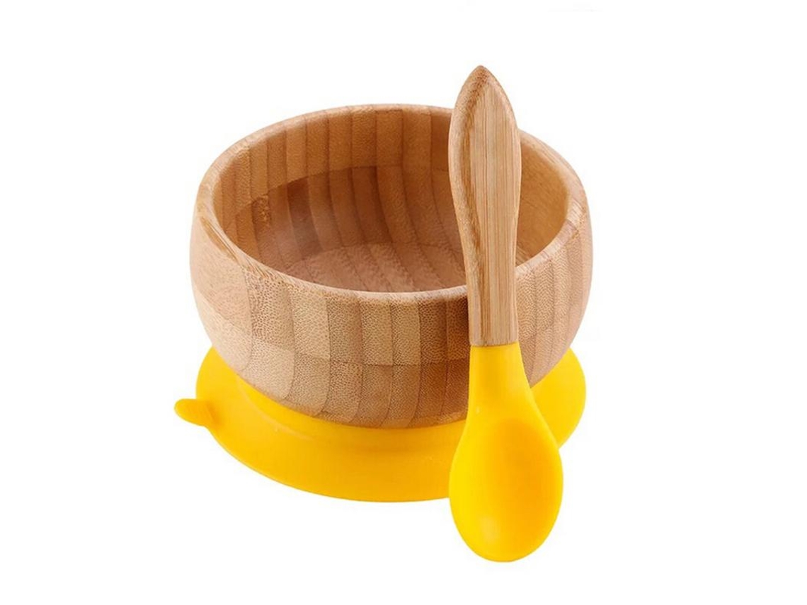 Cuenco de madera creativo con ventosa para niños NEVEANCE