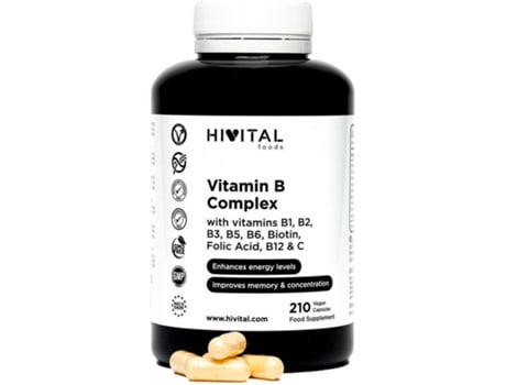 Complemento Alimentar Hivital vitamina complex 210 cápsulas veganas para 7 meses complejo b1 b2 b3 b5 b6 b12 biotina y