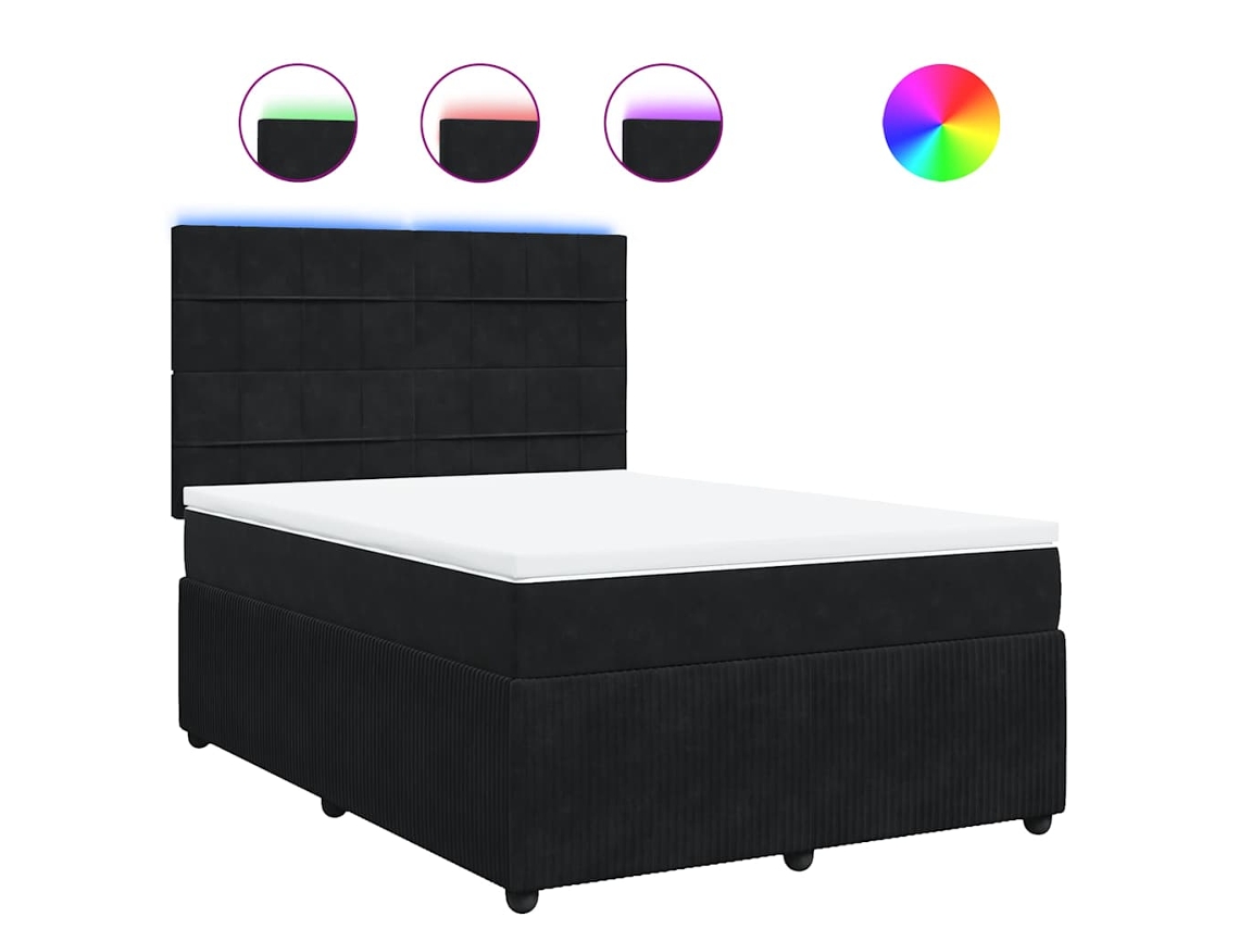Maison Exclusive - Cama Box Spring Con Colchón Terciopelo Negro 140x200 Cm