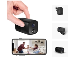 USHION A90 Mini cámara Wifi 150° Gran Angular 2MP/1080p Inalámbrica Portátil 10m Visión Nocturna Detección Humana Alarma Inteligente Negra