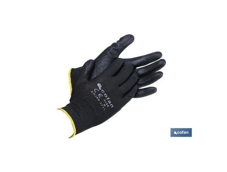 Guante 100% poliest.impreg. pu negro t-10 caja 12 unid.