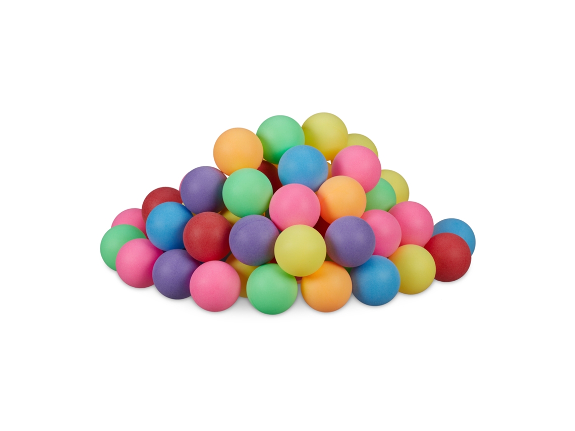 Relaxdays Pelotas Ping Pong, 100 Unidades, Bolas De Plástico Tenis De Mesa, Sin Impresión, Beerpong, 40 Mm Ø, Multicolor
