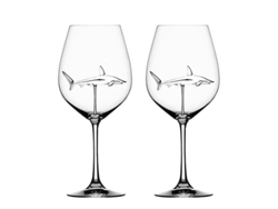 Copa De Vino Tinto Con Tiburón Giratorio, Cristal Transparente, Ideal Para Bares Y Fiestas, 300 Ml.