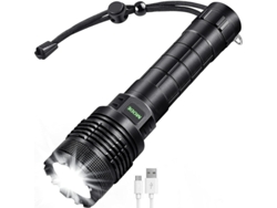 Linterna LED superbrillante de 1000 lúmenes, resistente al agua IP55, 5 modos para senderismo, camping y caminatas. Yizhood (negra).