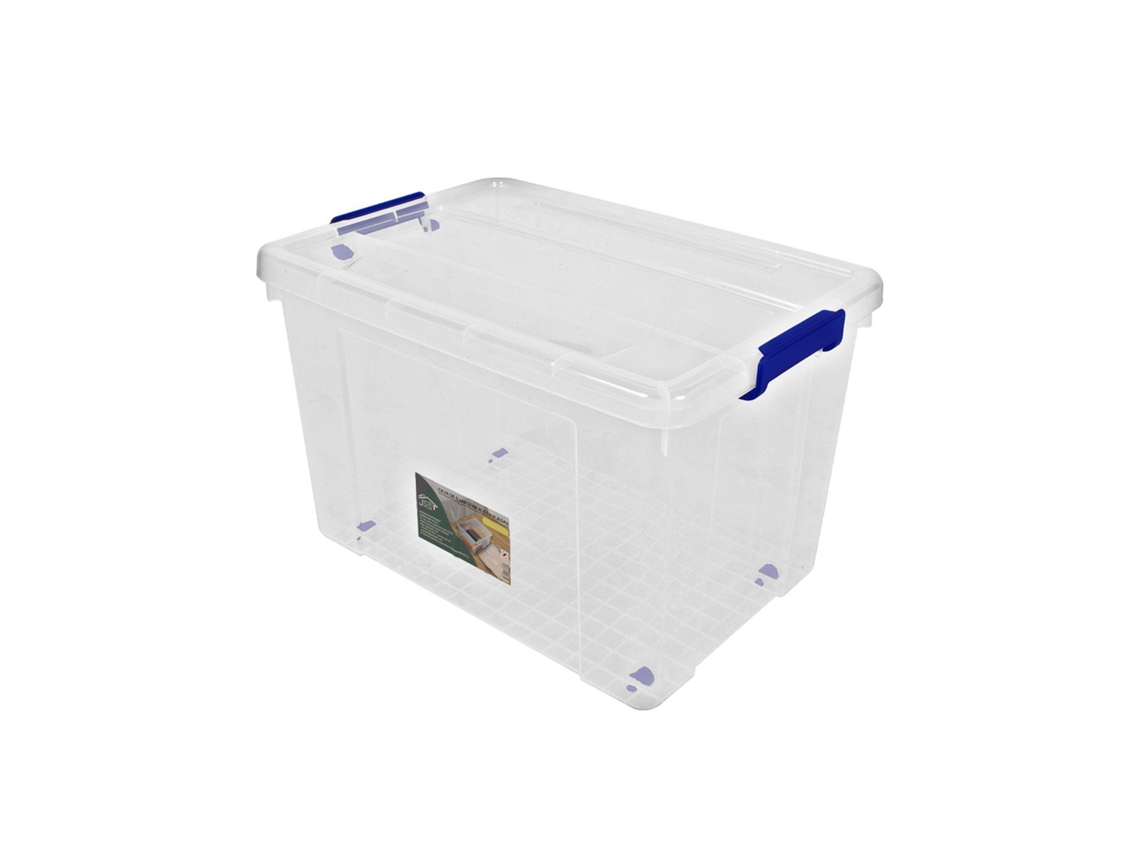 Contenedores de almacenamiento transparentes con tapa azul | Caja de clasificación de 105 l, paquete de 6, Jardin202