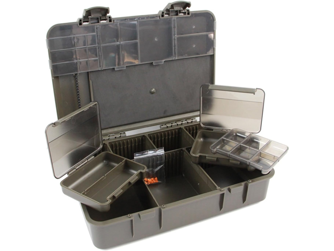 Caja De Almacenamiento Para Aparejos De Pesca Con Múltiples Compartimentos, Anzuelos Y Una Caja