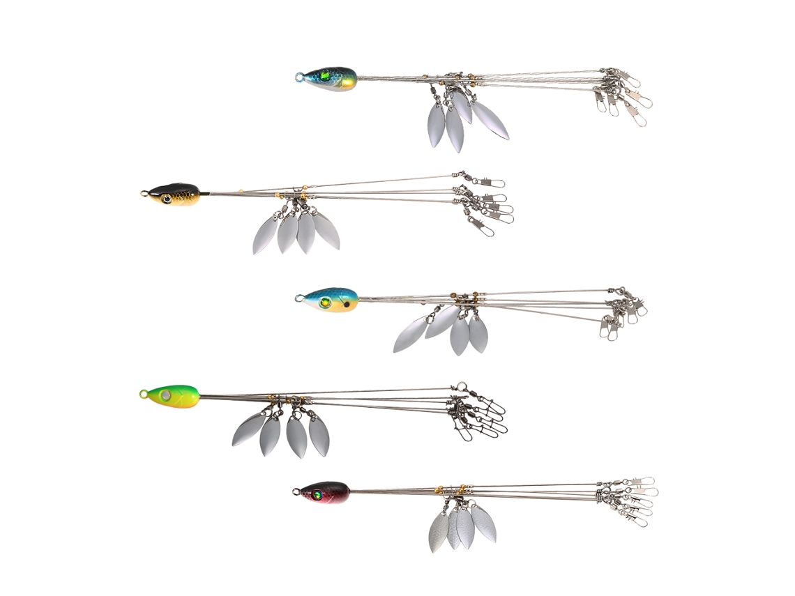 Kit De Señuelos De Pesca Para Lubina Alabama Umbrella Rig De 5 Brazos - Señuelos Duros Para Peces