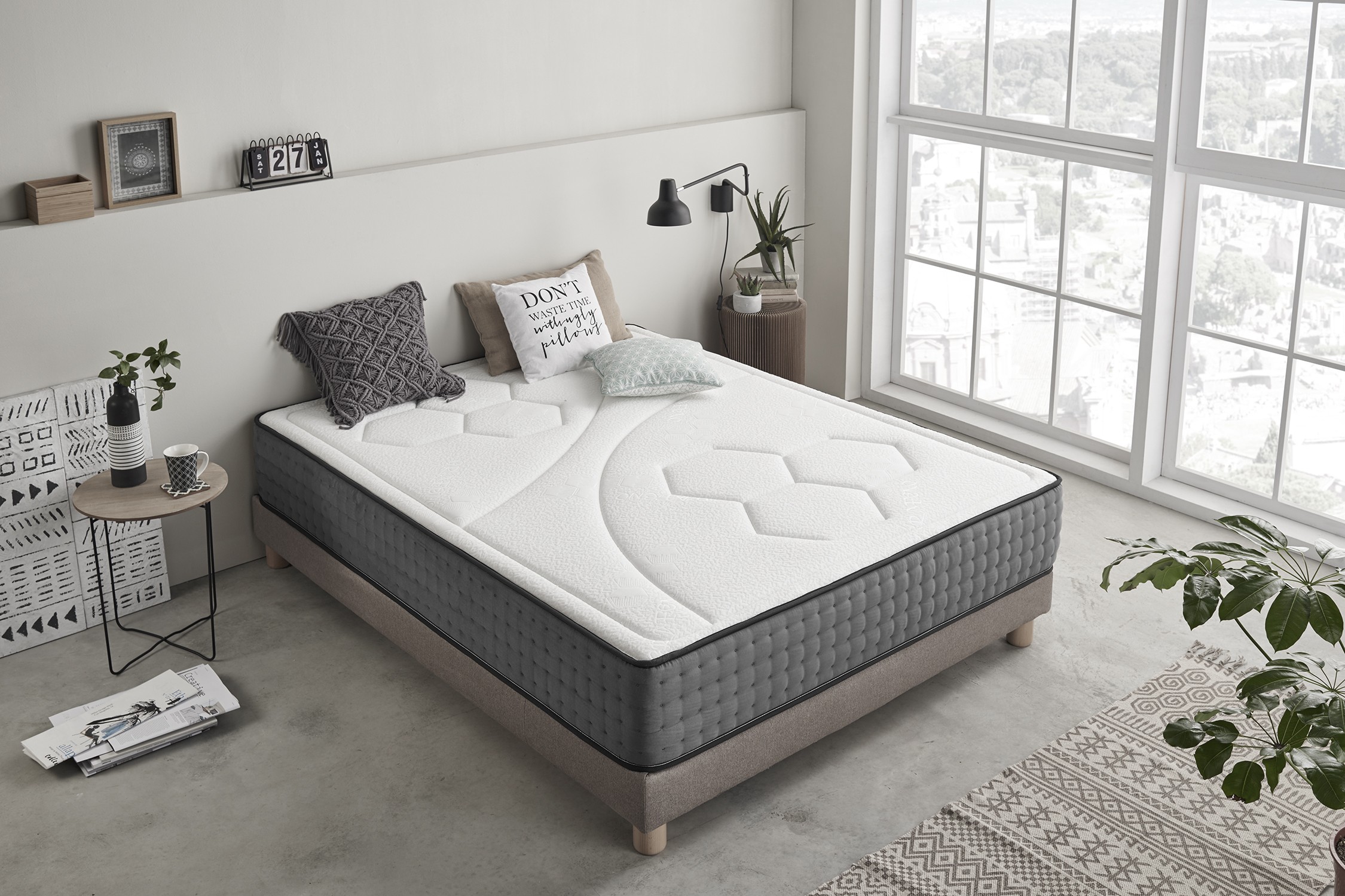 Colchón MOOM NATURE Hexacare Muelles Ensacados Viscoelástico (105x200 cm - Altura: 28 cm)