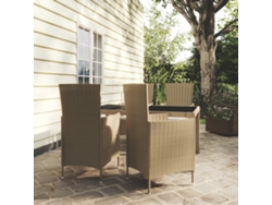 Juego de comedor de exterior de 5 piezas con cojines beige de Wime PE para decoración del hogar