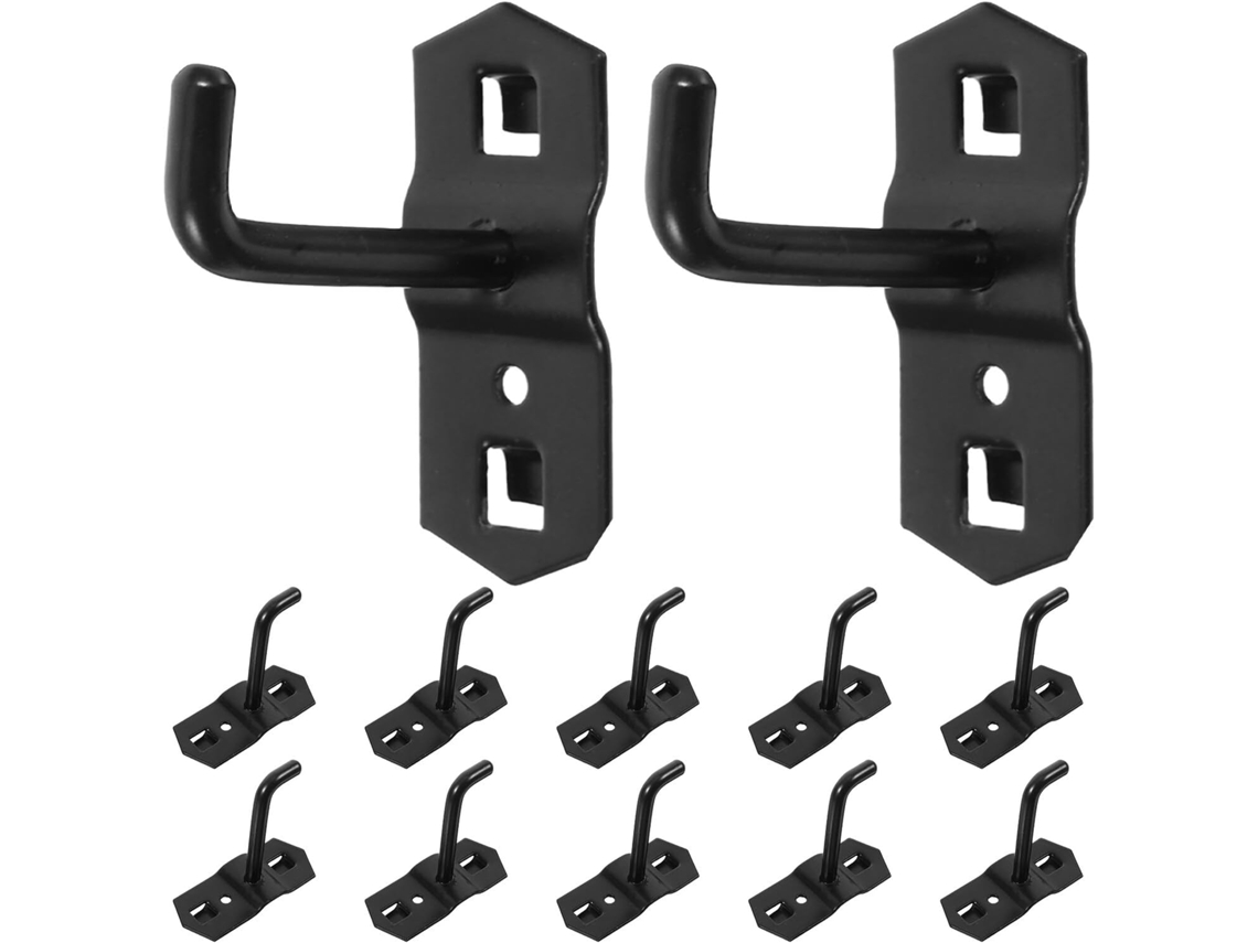 Paquete de 12 ganchos reforzados negros para paneles perforados, soportes metálicos y accesorios, 6 mm x 5 cm, SFUSHOS