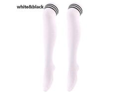 Medias altas de punto a rayas para mujer, modelo 2026, longitud 60 cm, de poliéster.