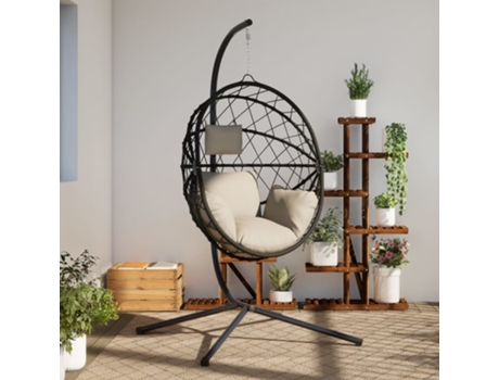Silla Colgante Huevo VIDAXL Beige Ratán