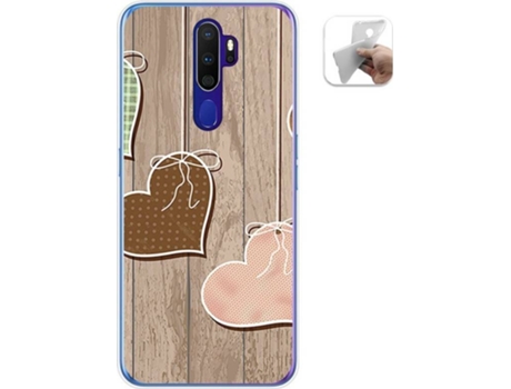 Carcasa Oppo A9 2020 TUMUNDOSMARTPHONE Corazones Madera