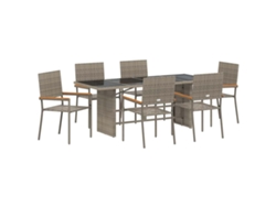 Maison Exclusive - Conjunto De Comedor De Jardín 7 Pcs Gris Ratán Sintético