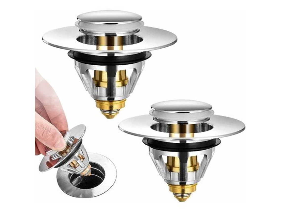 Tapón De Drenaje Universal De Acero Inoxidable Con 2 Arandelas Para Tapas De 34 Y 40 Mm (2 Unidades)