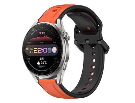 Correa de reloj inteligente para Huawei Watch 3 Pro 22 mm Bucle convexo de silicona bicolor (naranja + negro)