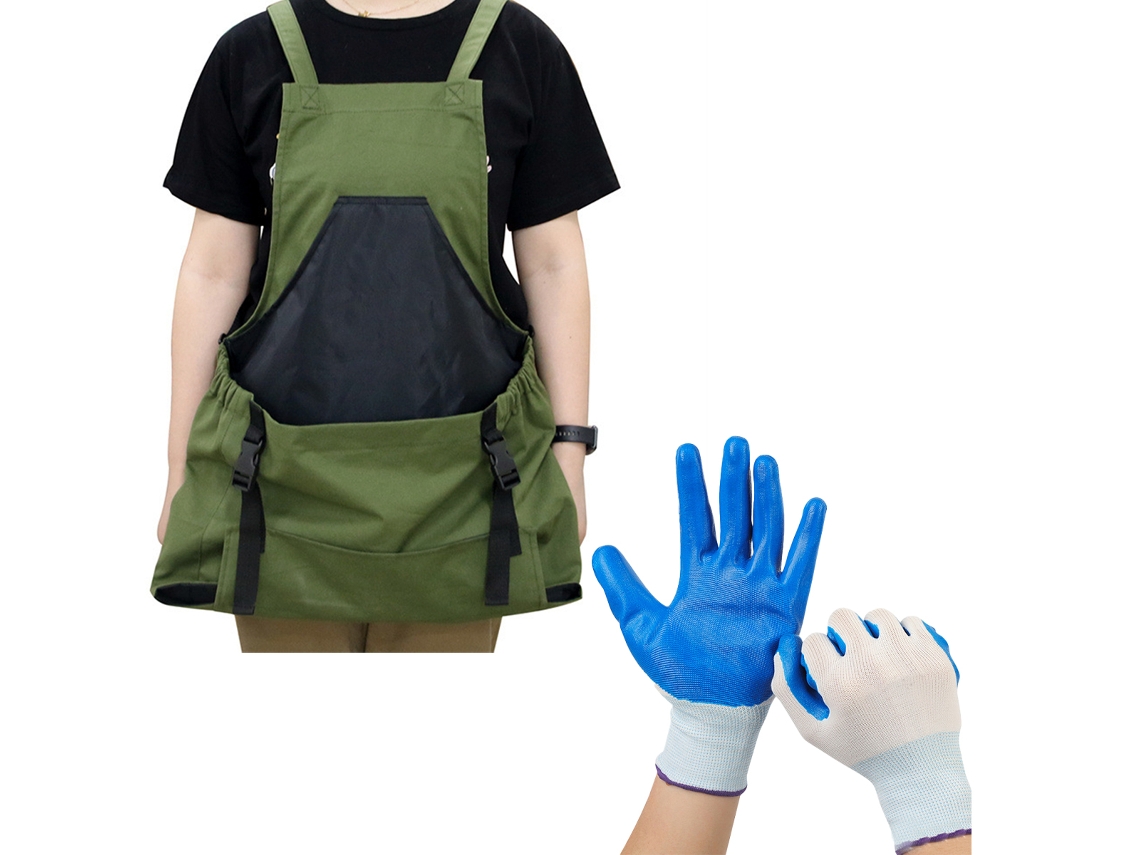 Delantal De Jardín Con Bolsillos Y Guantes, Bolsa De Cosecha Con Bolsillos De Liberación Rápida, Regalos Para Hombre Mujer