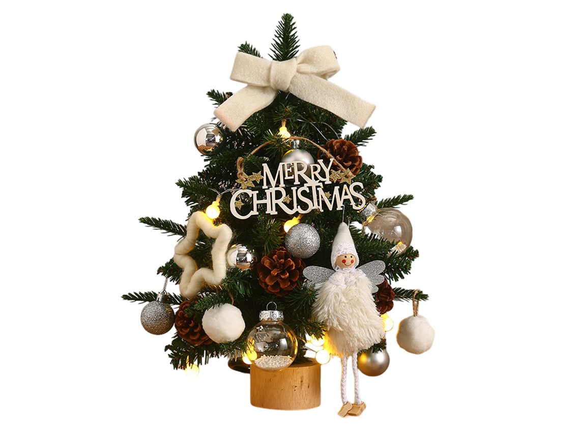 Mini árbol de Navidad con luces LED y estrella en la parte superior TRUYUETY
