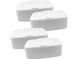 Juego de 4 dispensadores de toallitas húmedas de plástico blanco, almacenamiento sencillo y práctico - Gokoco