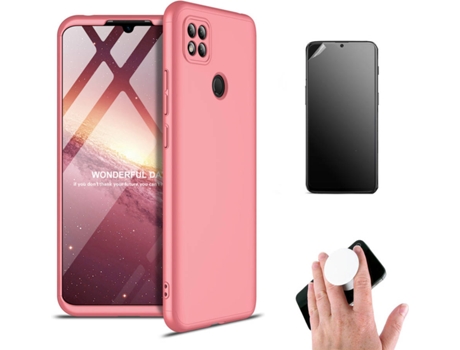 Kit Carcasa y Protector Xiaomi Redmi 9C Ultimatte Slim Armor 360º Popsocket Rosa