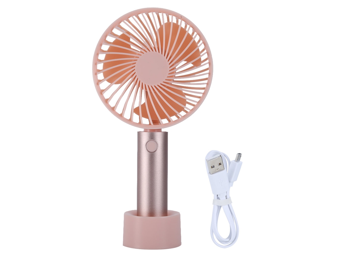 Mini ventilador portátil recargable por USB, blanco, ajustable.
