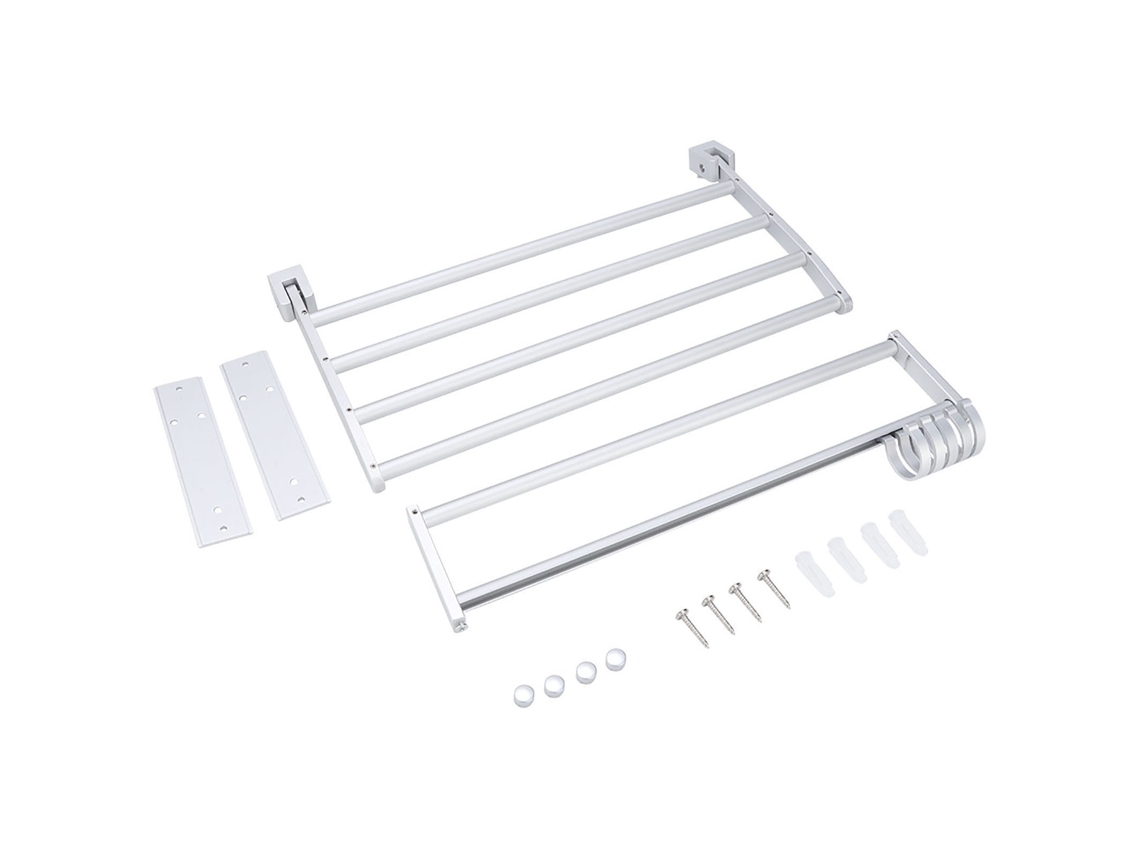 Toallero de pared para baño, aluminio, 2 niveles, 37 cm