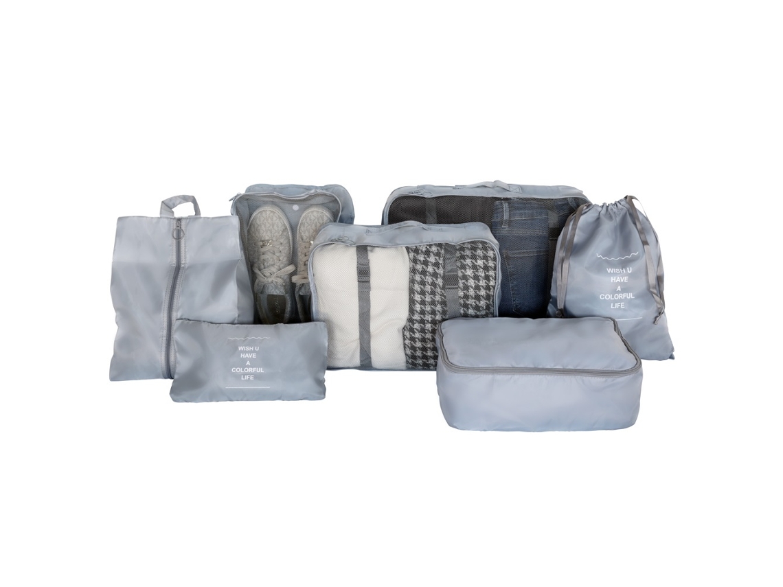Cubos de embalaje - Fundas organizadoras de maletas - Set de 7 piezas Gris IVOL