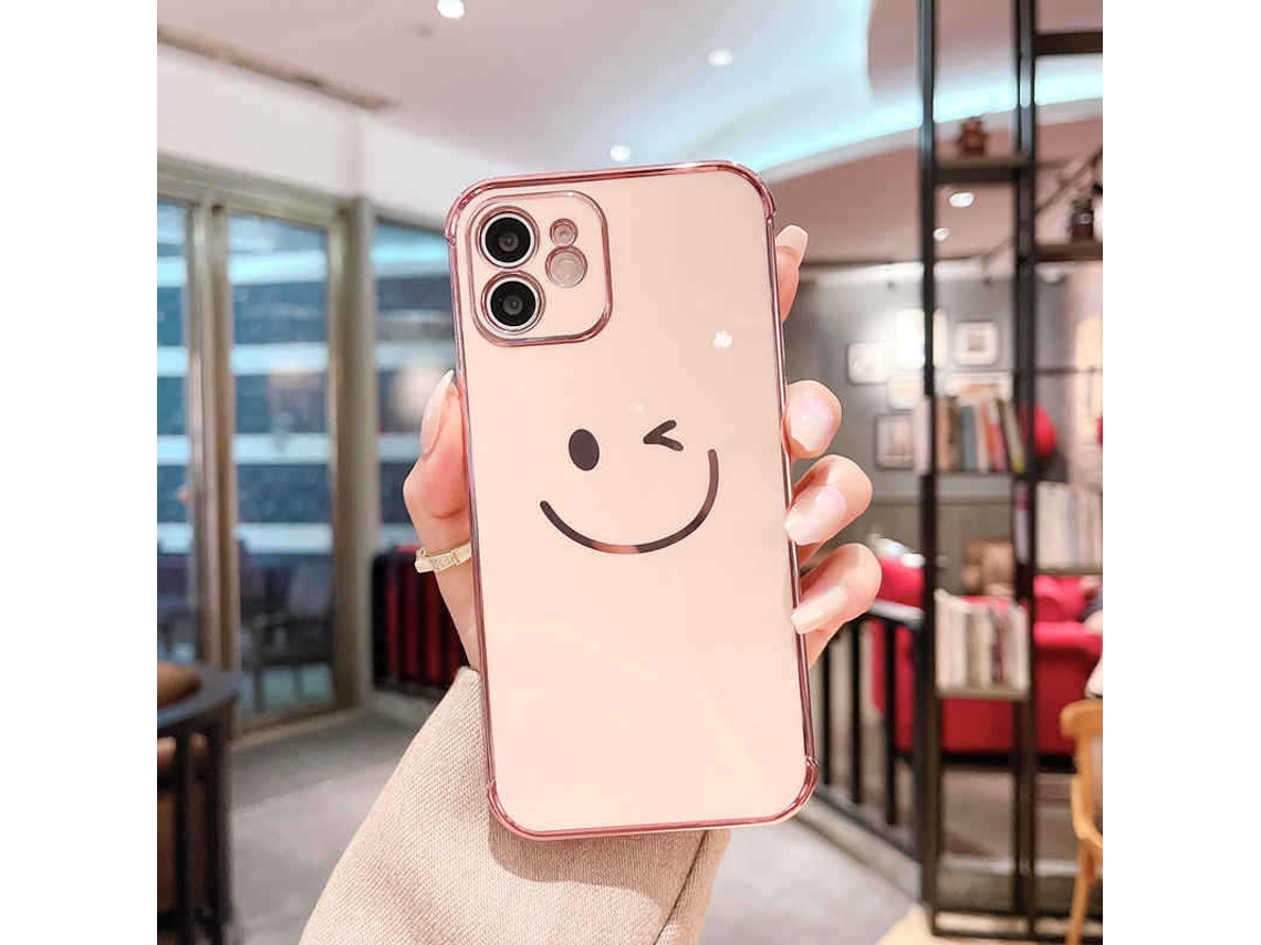 Cubierta De Teléfono (protección Galvanoplastia) Yue Xinghui (ip No Tratada) Smiley Apple 12pro Cubierta De Teléfono Rosa