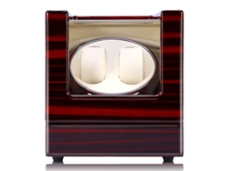 Caja de madera para enrollar relojes automáticamente con 2 compartimentos.