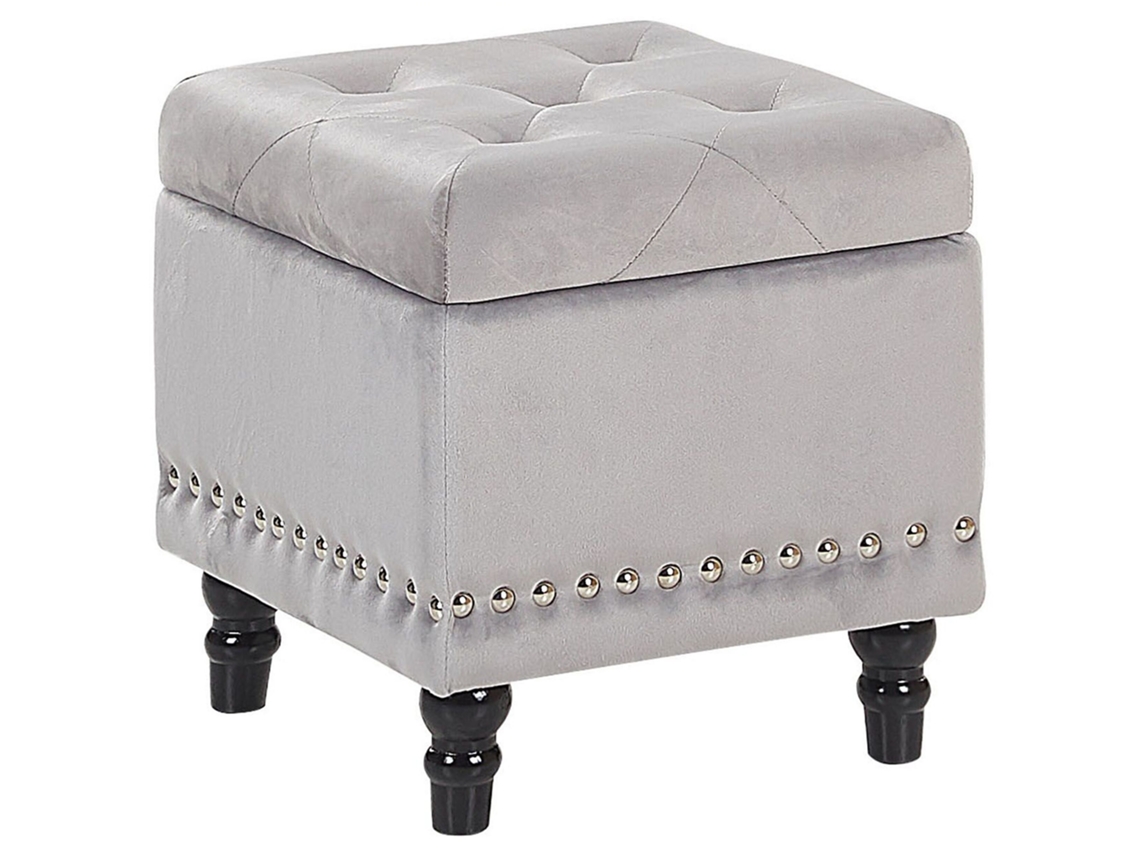Otomana de diseño moderno BELIANI Loretto de Terciopelo Gris 37x37x40