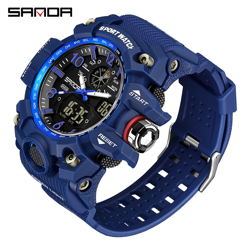 Reloj Deportivo Digital A Prueba De Golpes Para Hombre (azul), Reloj De Pulsera Electrónico Resistente Al Agua.
