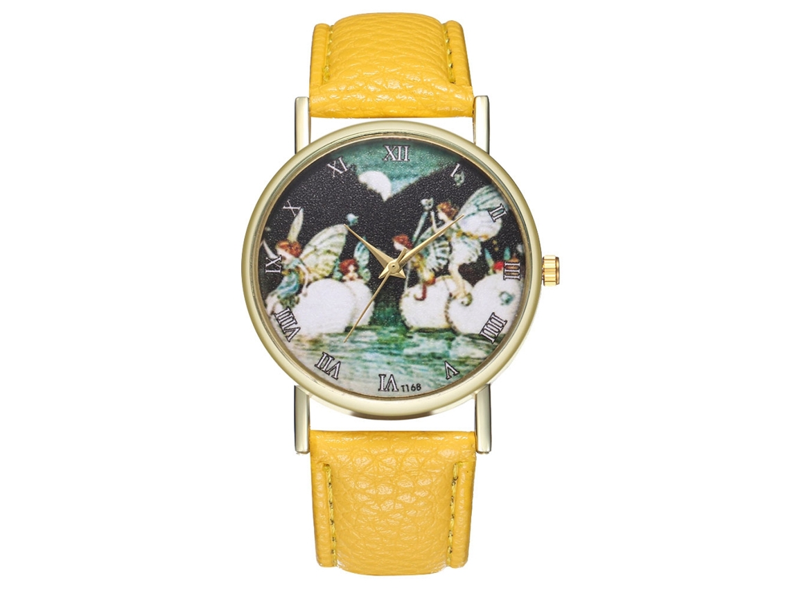 Reloj De Pulsera Zhoulianfa Para Mujer Estilo Estudiante Con Movimiento De Cuarzo Amarillo.