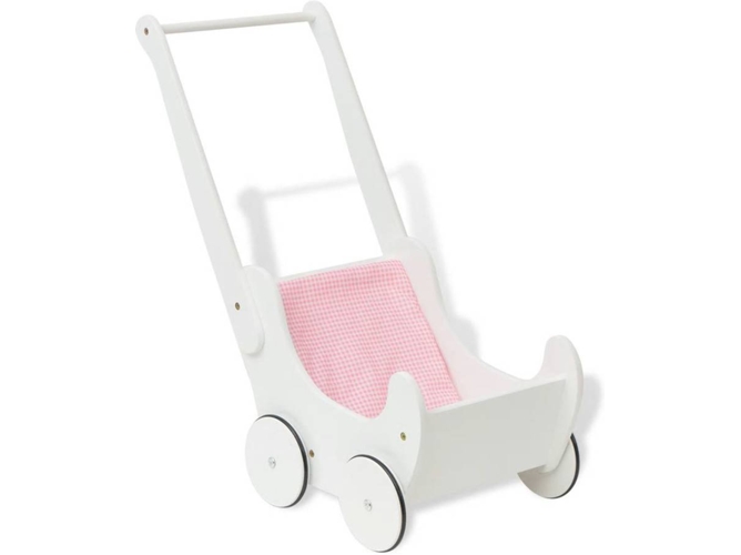 vidaXL Cochecito de muñecas madera 53x25,7x50 cm blanco