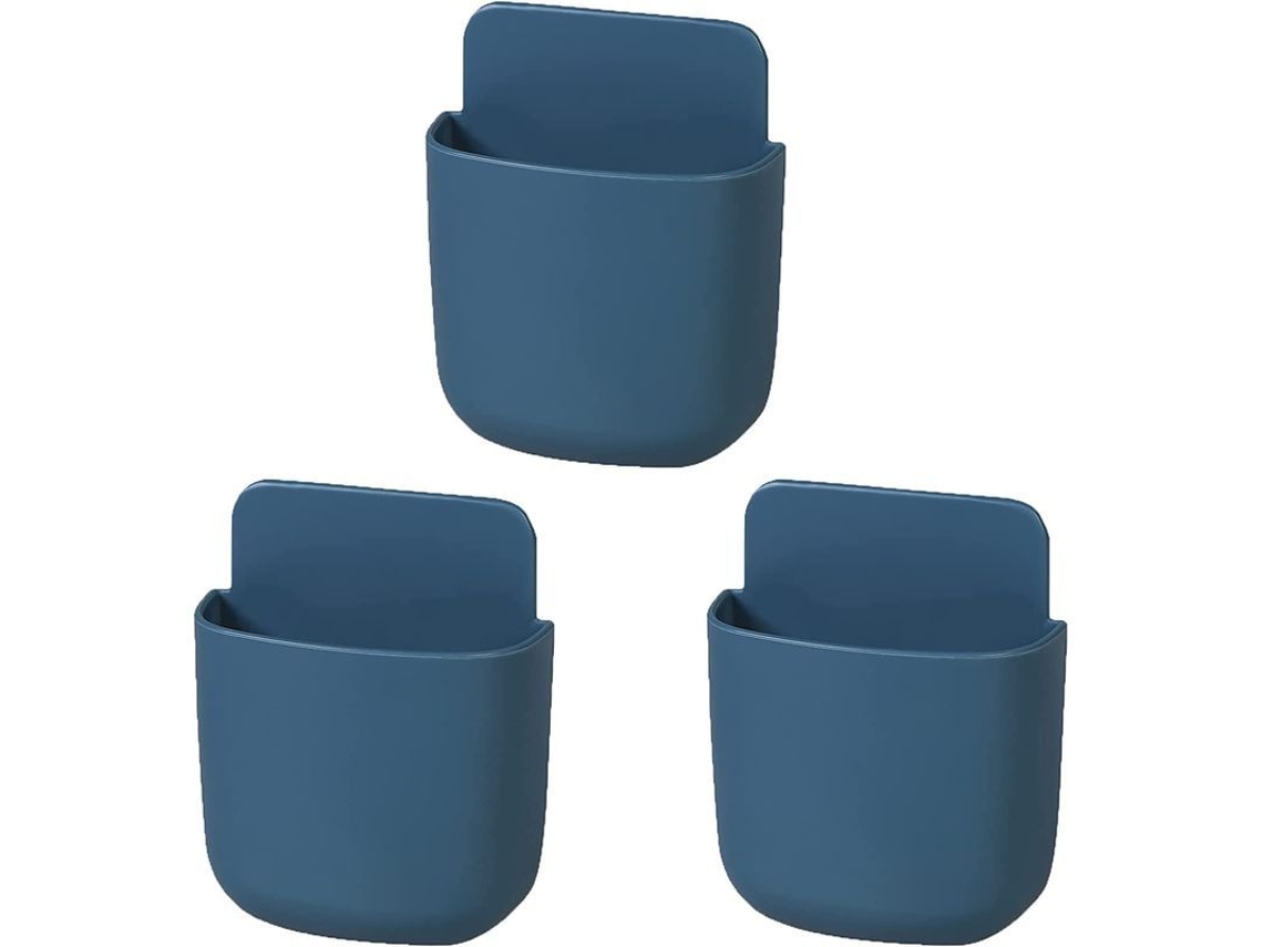 Soporte De Pared Para Control Remoto (no Requiere Perforación), 3 Unidades, Organizador De Carga Y Almacenamiento Para Teléfonos Celulares, Azul