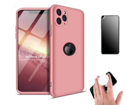 Kit Carcasa y Protector iPhone11 Pro Ultimatte, Slim Armor 360º y Popsocket Rosa