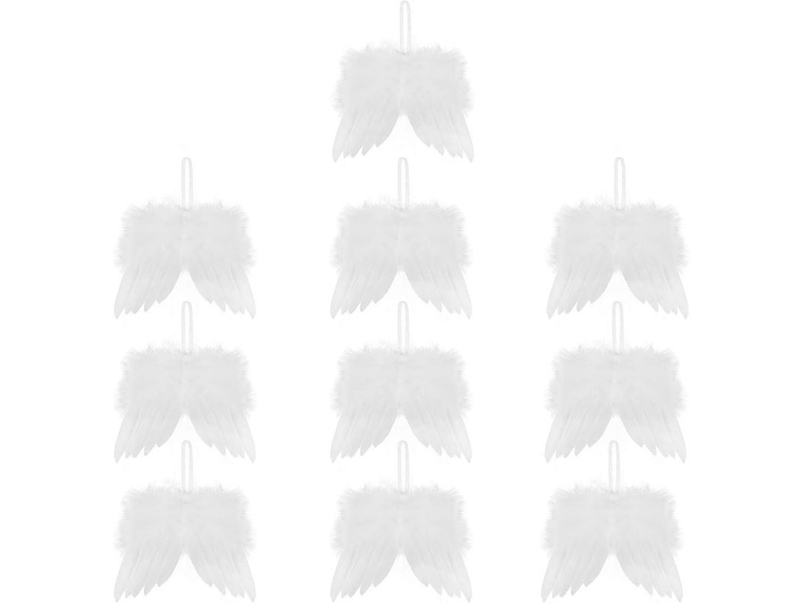 2026-10 Alas De Ángel Mini, Adorno Colgante Para Árbol De Navidad, Decoración De Fiesta (blanco, 20 X 15 Cm)