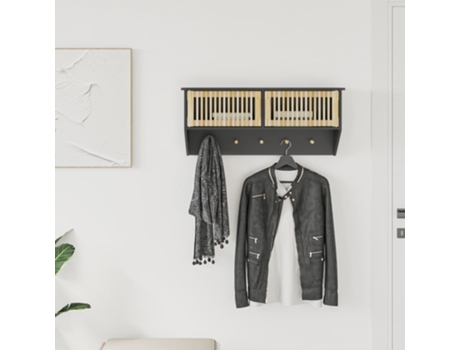 Armario De Pared VIDAXL Negro Madera contrachapada (80x24x35,5 cm)