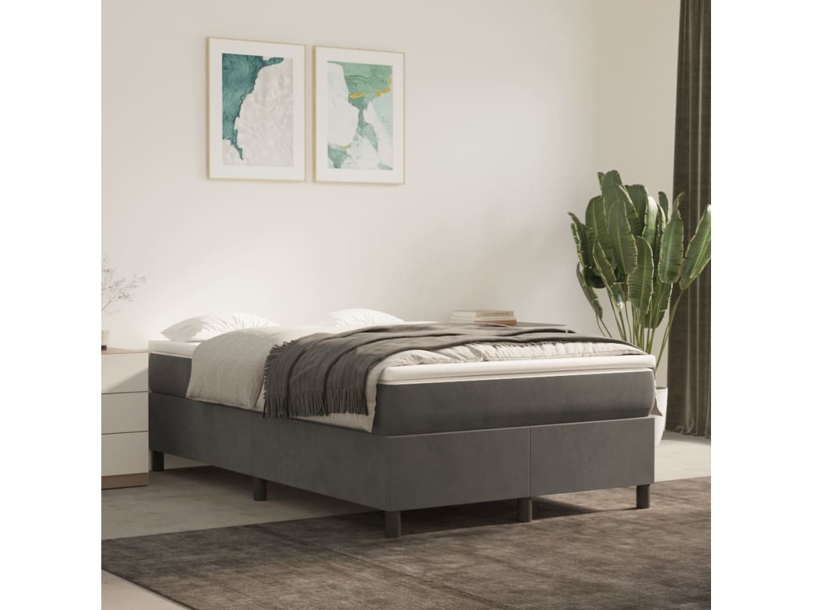 Estructura De Cama Sin Colchón Terciopelo Gris Oscuro 120x200cm
