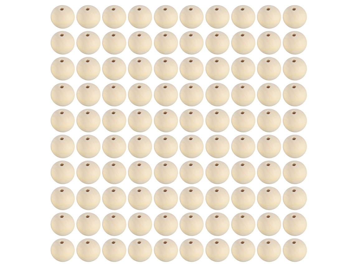 100 Cuentas Redondas De Madera De 25 Mm Para Manualidades Y Bisutería Con Agujero
