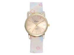 Reloj De Pulsera Unisex De Cuarzo Con Correa De Piel Sintética, Estampado Floral Y Números Romanos (azul).