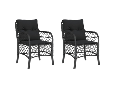 Conjunto 2 Sillones de jardín con cojines VIDAXL ratán sintético negro