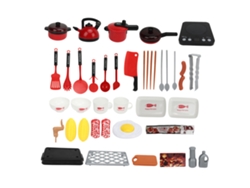 Juego De Rol De Cocina Simulada Para Niños Set De Ollas Plástico Juguetes De Cocina Imaginativos Rojo