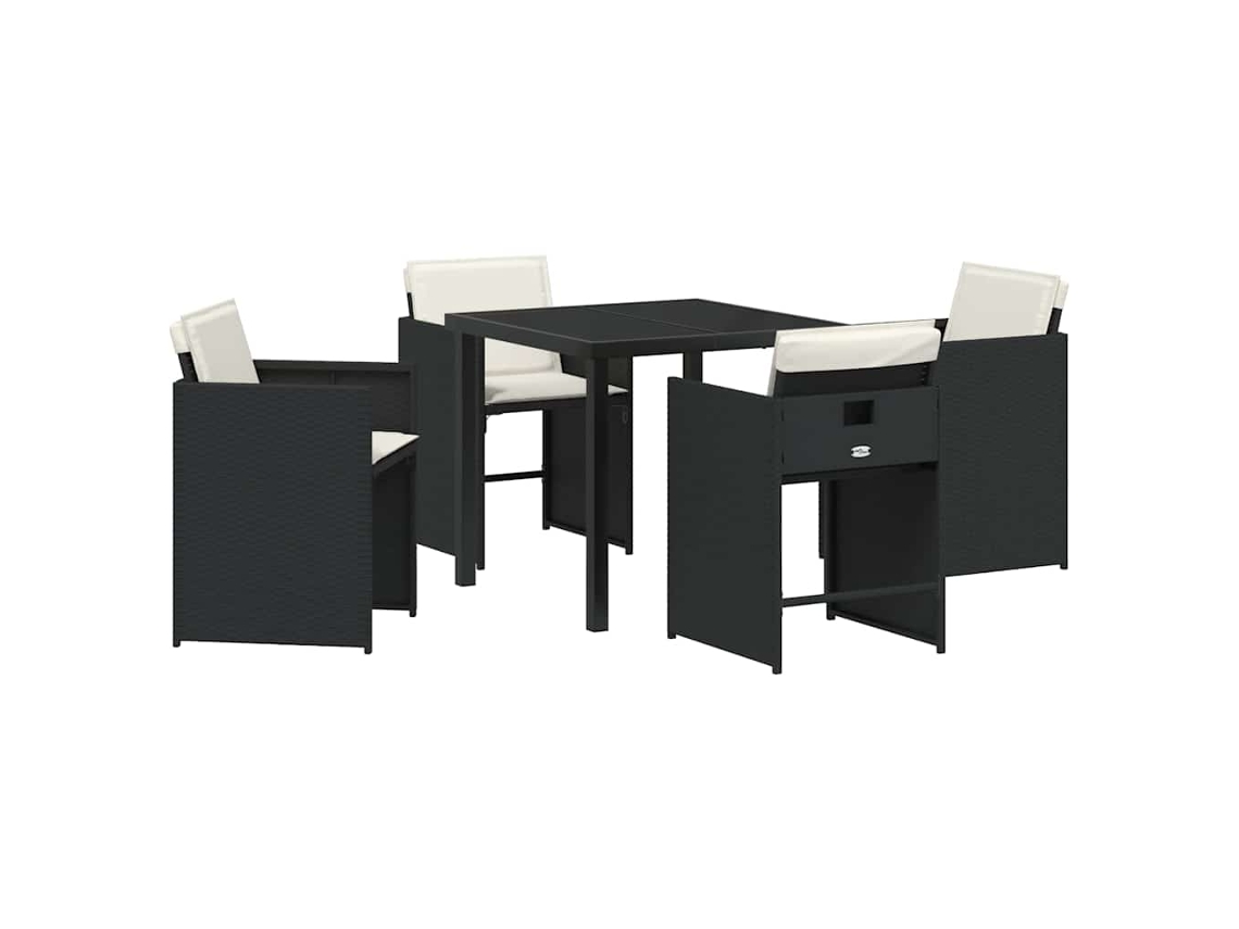 Maison Exclusive - Conjunto De Comedor De Jardín 5 Pcs Negro Ratán Sintético