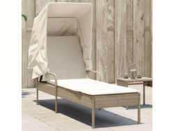 Tumbona con dosel de mimbre - Patas beige HARLANV1