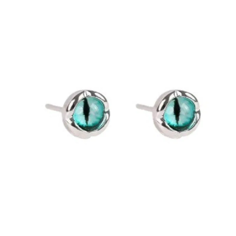 Pendientes De Ojo Turco Para Hombre - Elegantes Pendientes De Botón Con Ojo Turco Azul Y Ojo De Gato
