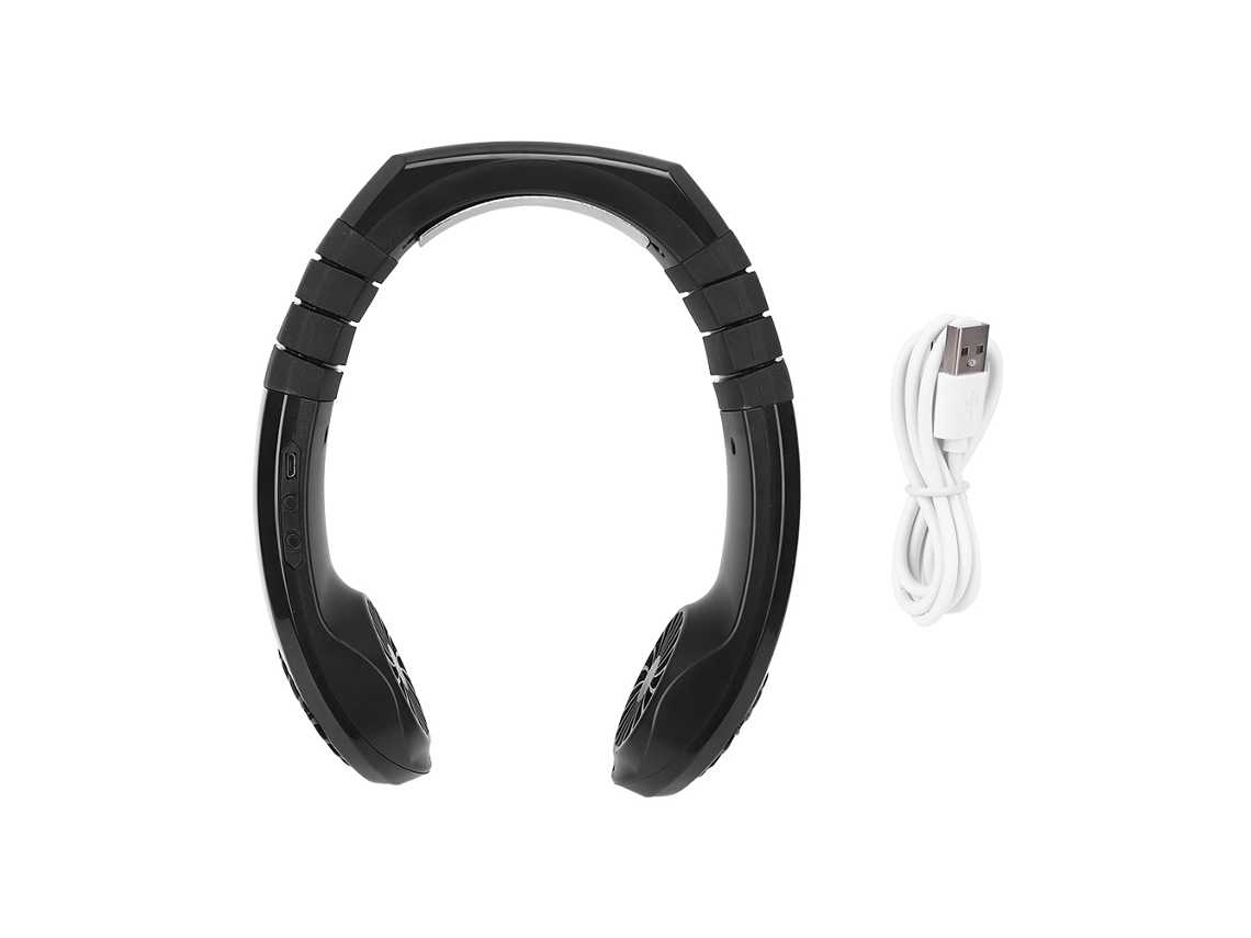 Ventilador de cuello USB portátil, enfriamiento instantáneo, negro.