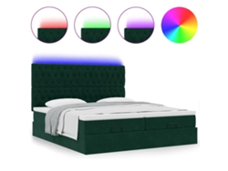 Maison Exclusive - Estructura De Cama Otomana Colchones Terciopelo Verde Oscuro